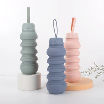 Faltbare Silikon-Wasserflasche Wiederverwendbar Sport Reise Tragbar Zusammenklappbar Getränk Kettle Outdoor Wasserflasche taza de agua